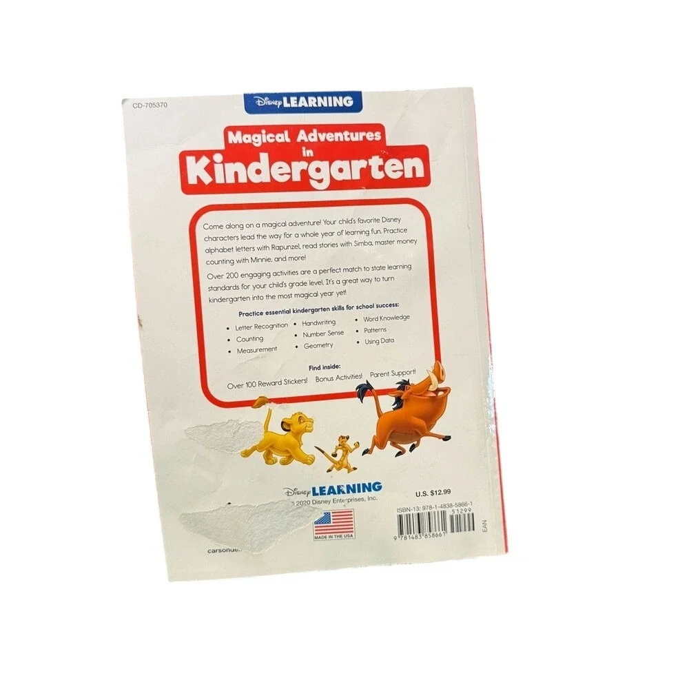 Disney Learning Magical Adventure in Kindergarten Activity Book Age 5-6 Stickers